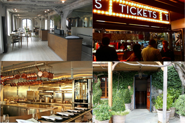 Clockwise: Noma, Tickets, Brooklyn Fare, French Laudry. Pictures from Zagat