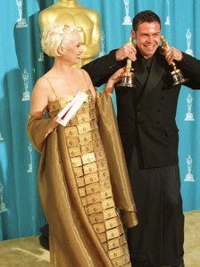 Australians Lizzy Gardiner (L) and Tim Chappel rea