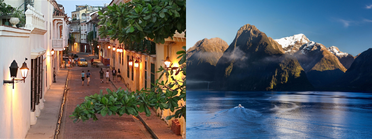 Cartagena and Milford Sound, New Zealand. Pictures from conde Nast